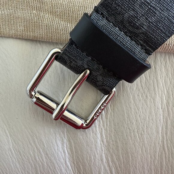 New GUCCI Monogramme Kingsnake Black Luxury Designer Belt Size 80/32 3.5cm width - Picture 3 of 7